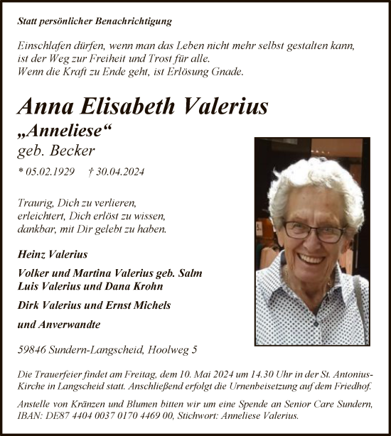 Zur Gedenkseite von Anna Elisabeth