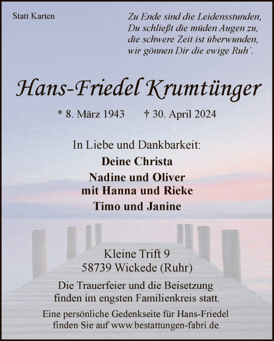 Zur Gedenkseite von Hans-Friedel