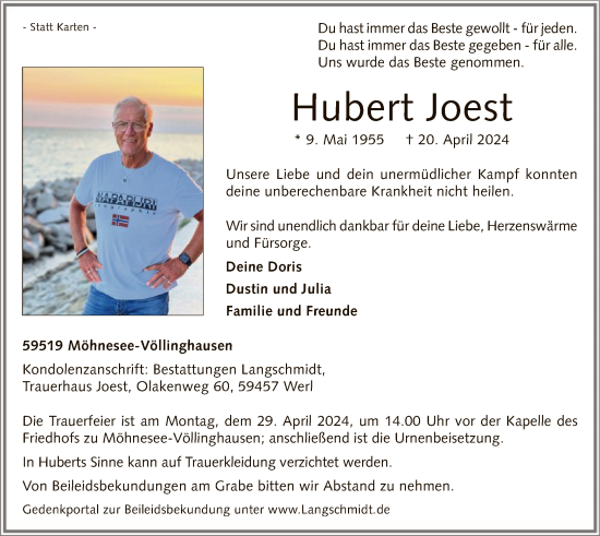 Zur Gedenkseite von Hubert