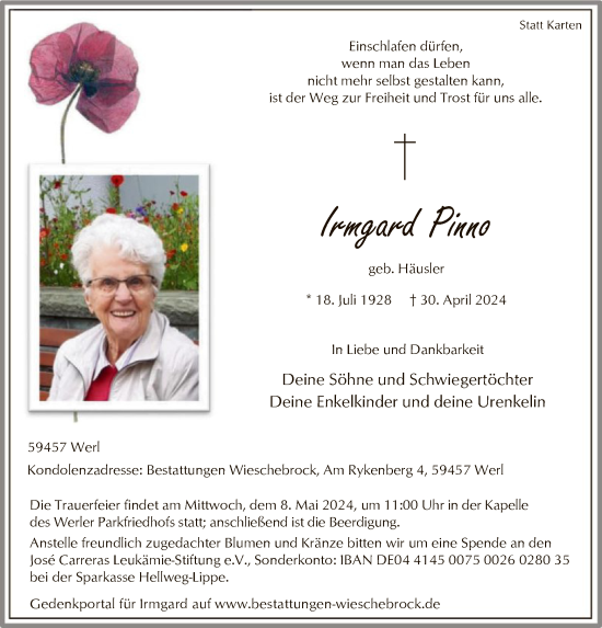 Zur Gedenkseite von Irmgard