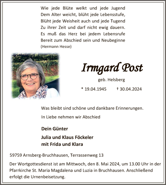 Zur Gedenkseite von Irmgard